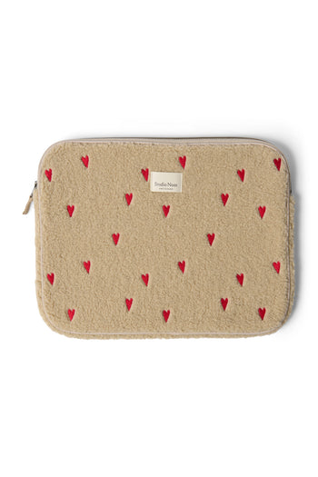 Teddy Pochette Pour Ordinateur Portable 15 Inch | Écru Hearts