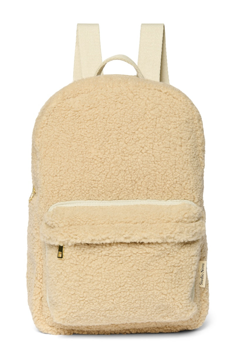 Teddy Midi Backpack Front Pocket | Ecru