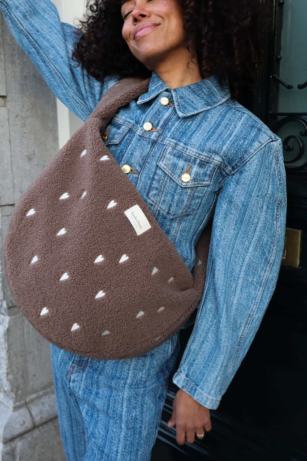 Teddy Cross Body Bag | Brown Hearts