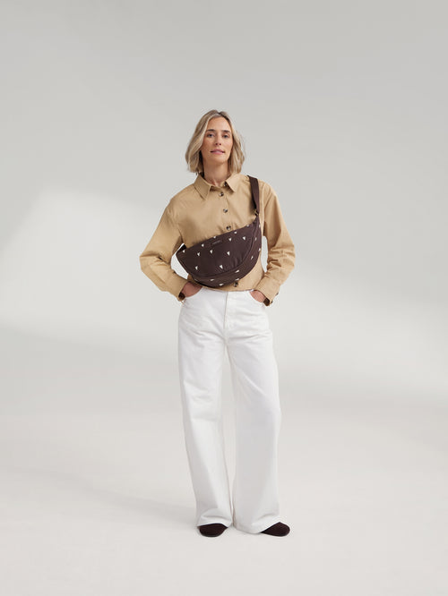 Puffy Adult Fanny Pack | Brown Hearts