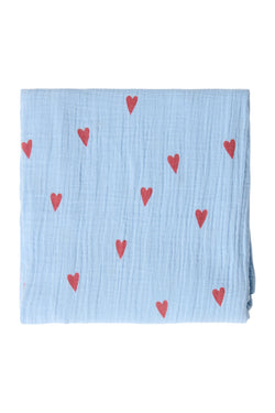 Lichtblauwe Hydrofiele Doek met Hartjes – Large