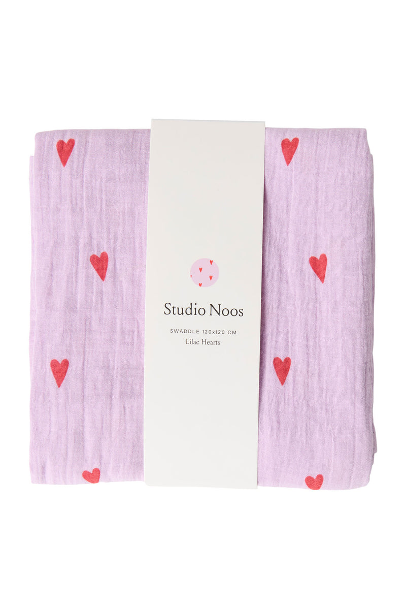 Swaddle Print Large, Purple Hearts