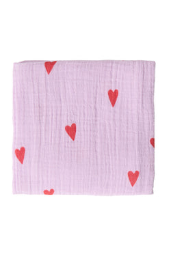 Paarse Hydrofiele Doek Met Hartjes - Medium