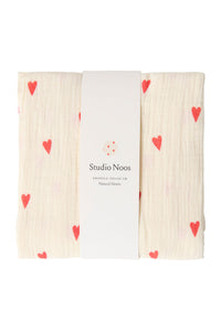 Beige Hearts Swaddle Print Large