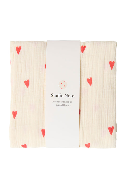 Swaddle Print Large | Beige Hearts