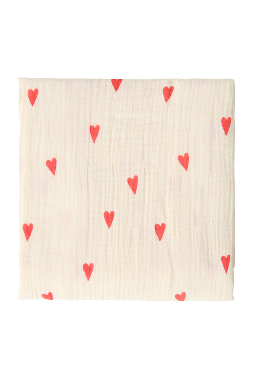 Swaddle Print Large | Beige Hearts