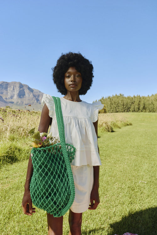 Paars-Groene Dubbelzijdige Insert | Groene Macramé Mom Bag met