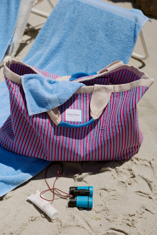 Poplin Striped Sac De Plage | Rose