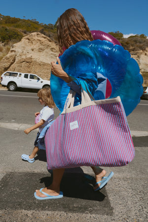 Poplin Striped Sac De Plage | Rose