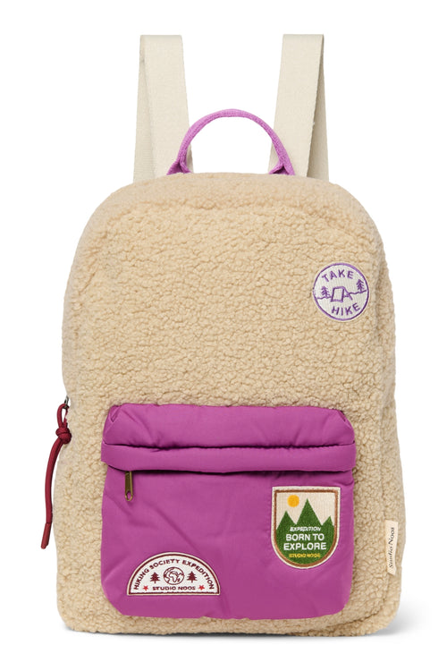 Teddy Sac à dos Midi | Ecru/Violet