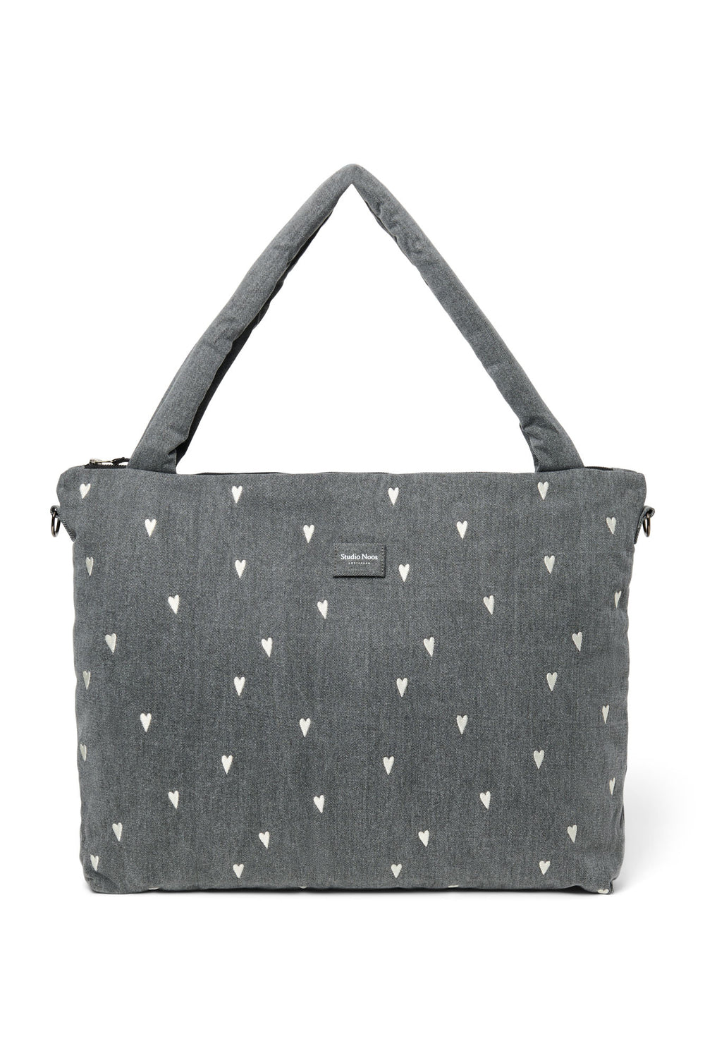 Denim Diaper Bag | Grey Hearts