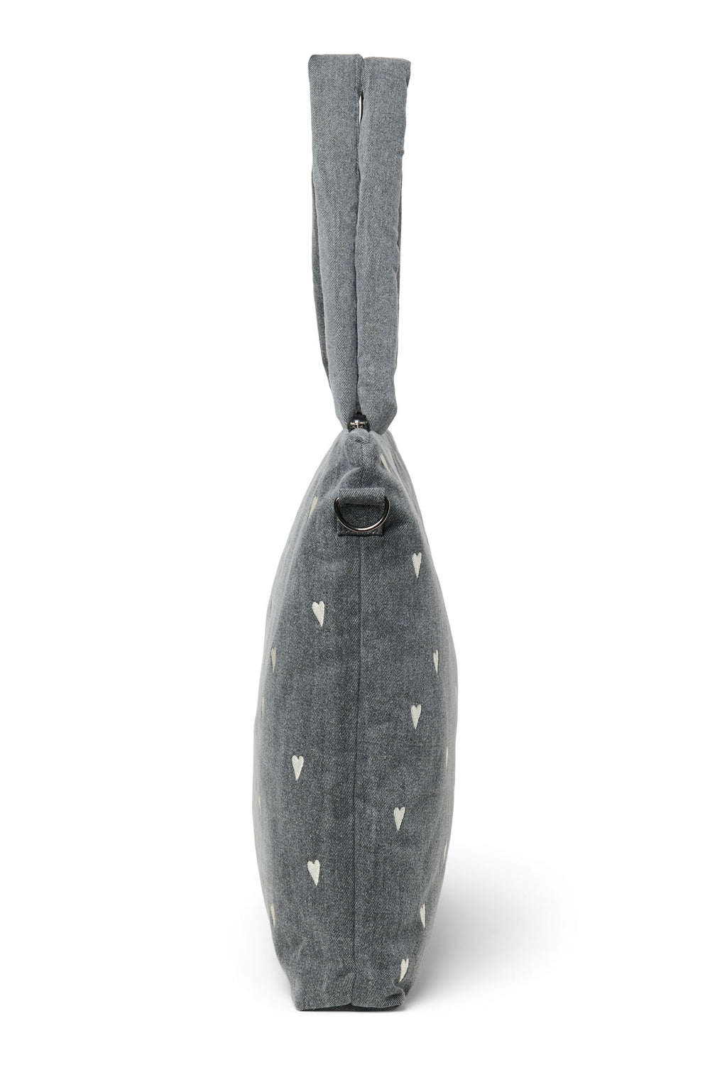 Denim Diaper Bag | Grey Hearts