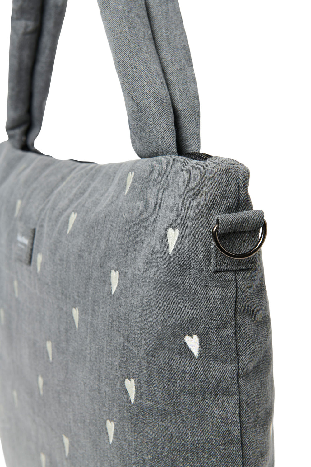 Denim Diaper Bag | Grey Hearts