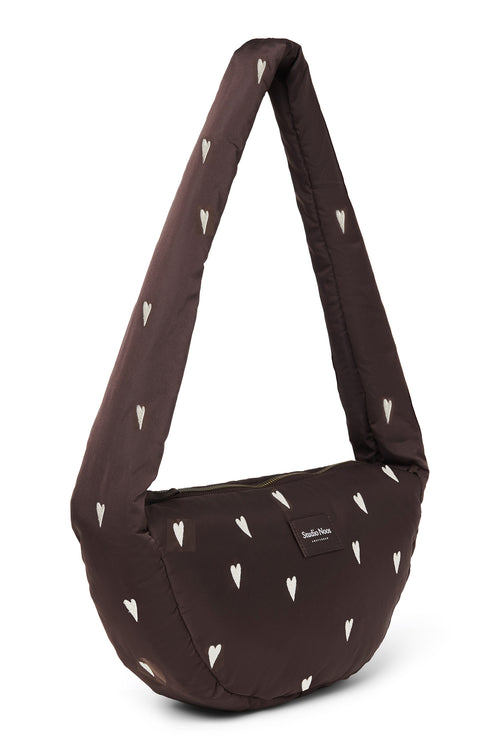 Mini sac à bandoulière matelassé Marron Cœurs