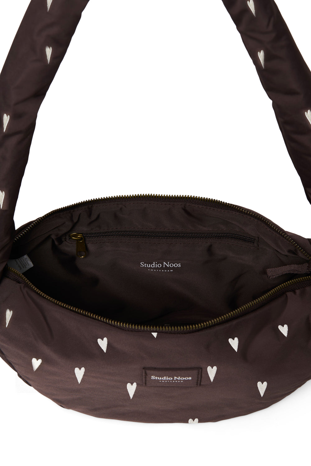 Mini sac à bandoulière matelassé Marron Cœurs