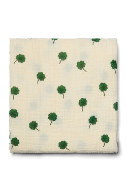 Witte Hydrofiele Doek Met Klavertjes - Large