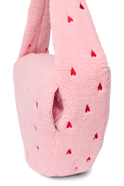 Teddy Cross Body Bag | Light Pink Hearts