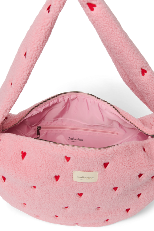 Teddy Cross Body Bag | Light Pink Hearts