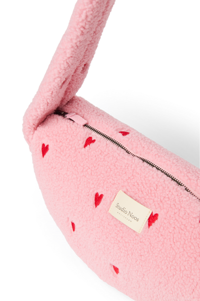 Teddy Mini Cross Body Bag | Light Pink Hearts