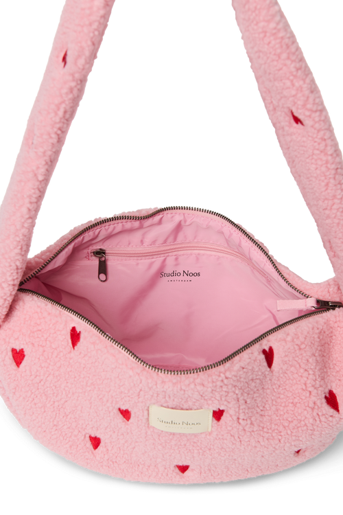 Teddy Mini Cross Body Bag | Light Pink Hearts