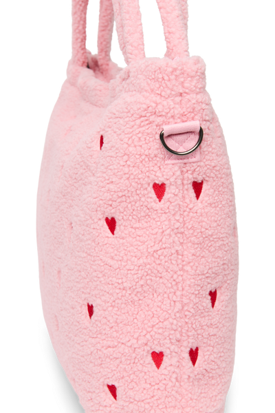 Teddy Diaper Bag | Light Pink Hearts