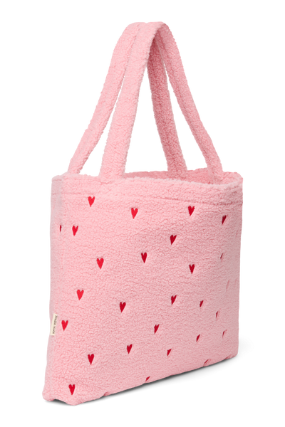 Teddy Mom Bag | Light Pink Hearts