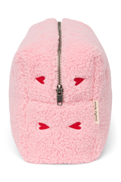 Teddy Toiletry Bag | Light Pink Hearts