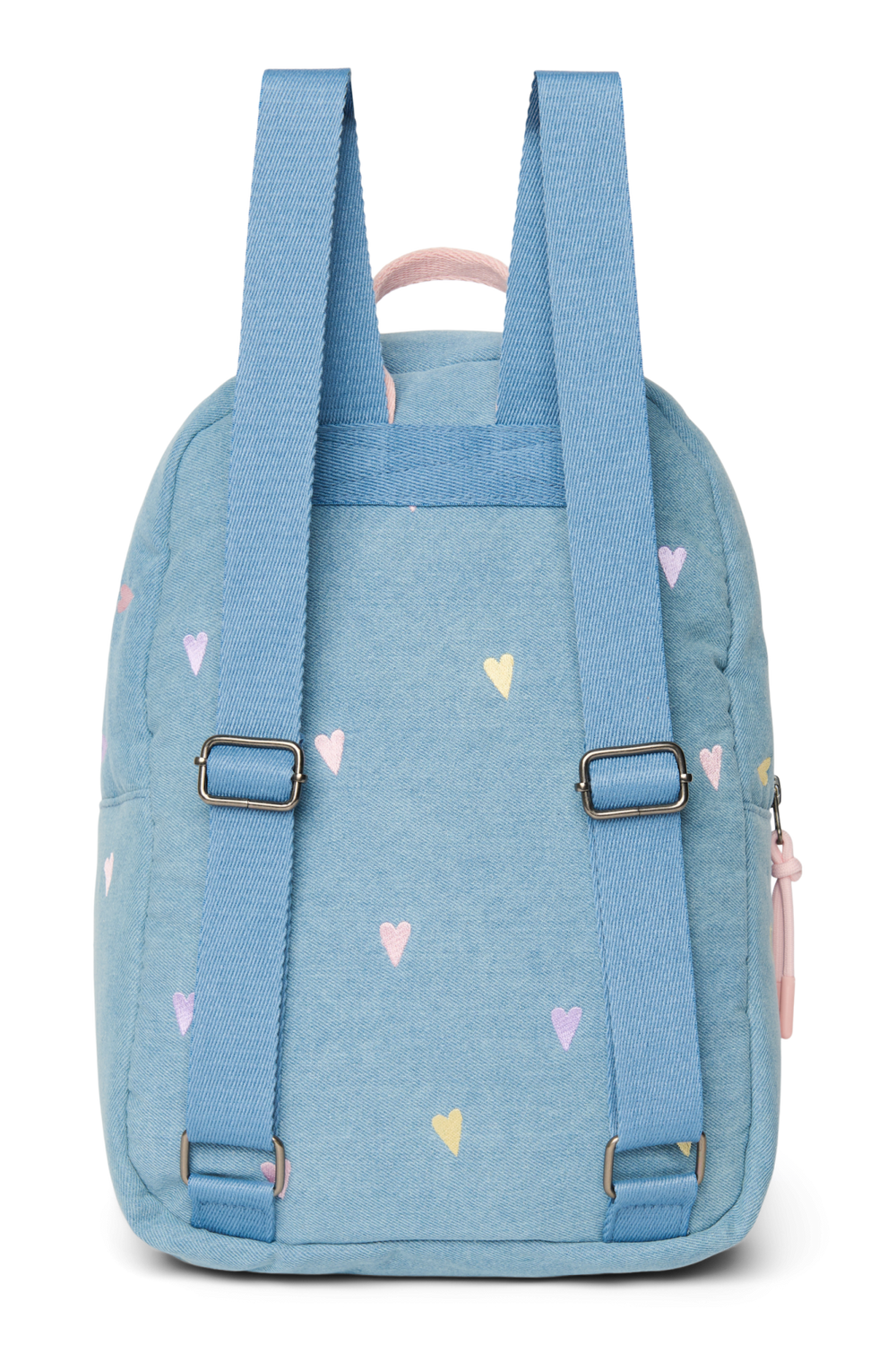 Denim Midi Backpack | Light Blue Hearts