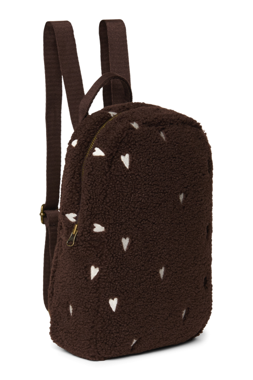 Teddy Mini-Rucksack | Schokobraun Herzen