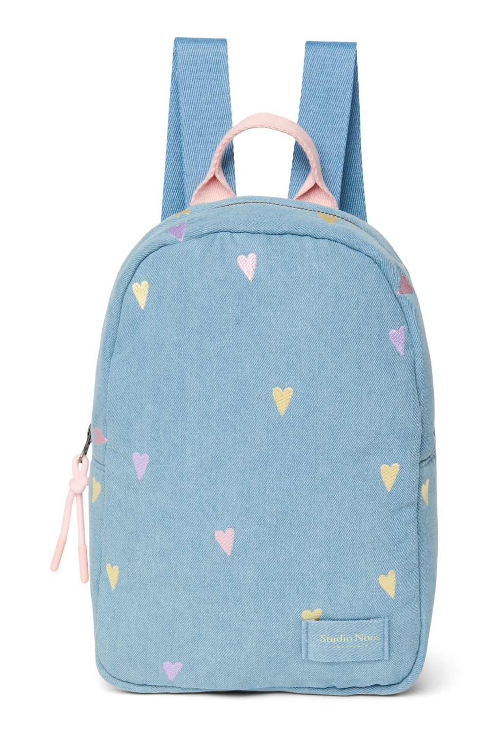 Denim Mini Backpack | Light Blue Hearts