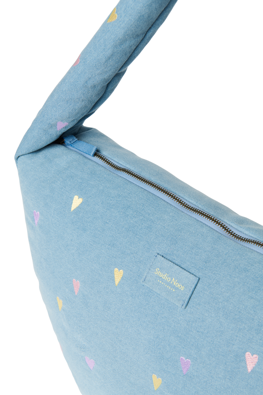 Denim Cross Body Bag | Light Blue Hearts