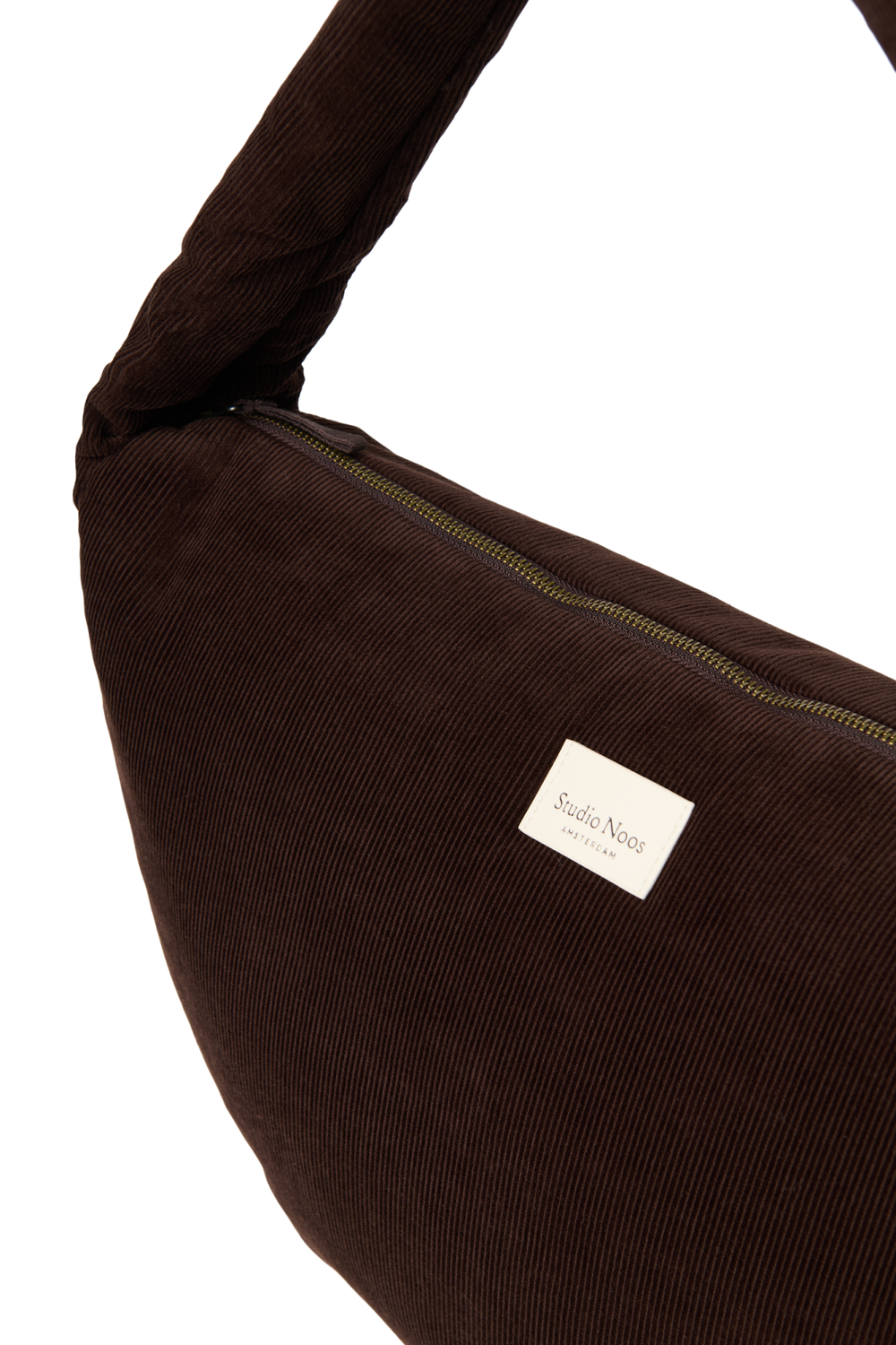 Rib Puffy Cross Body Bag | Dark Brown