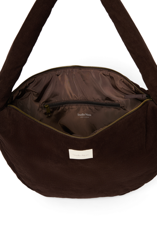 Rib Puffy Cross Body Bag | Dark Brown