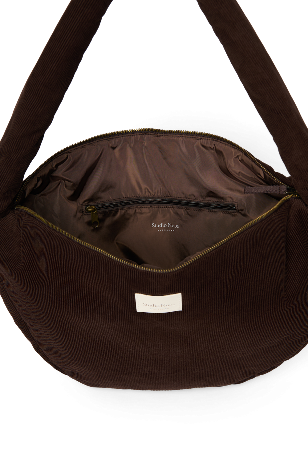 Rib Puffy Cross Body Bag | Dark Brown
