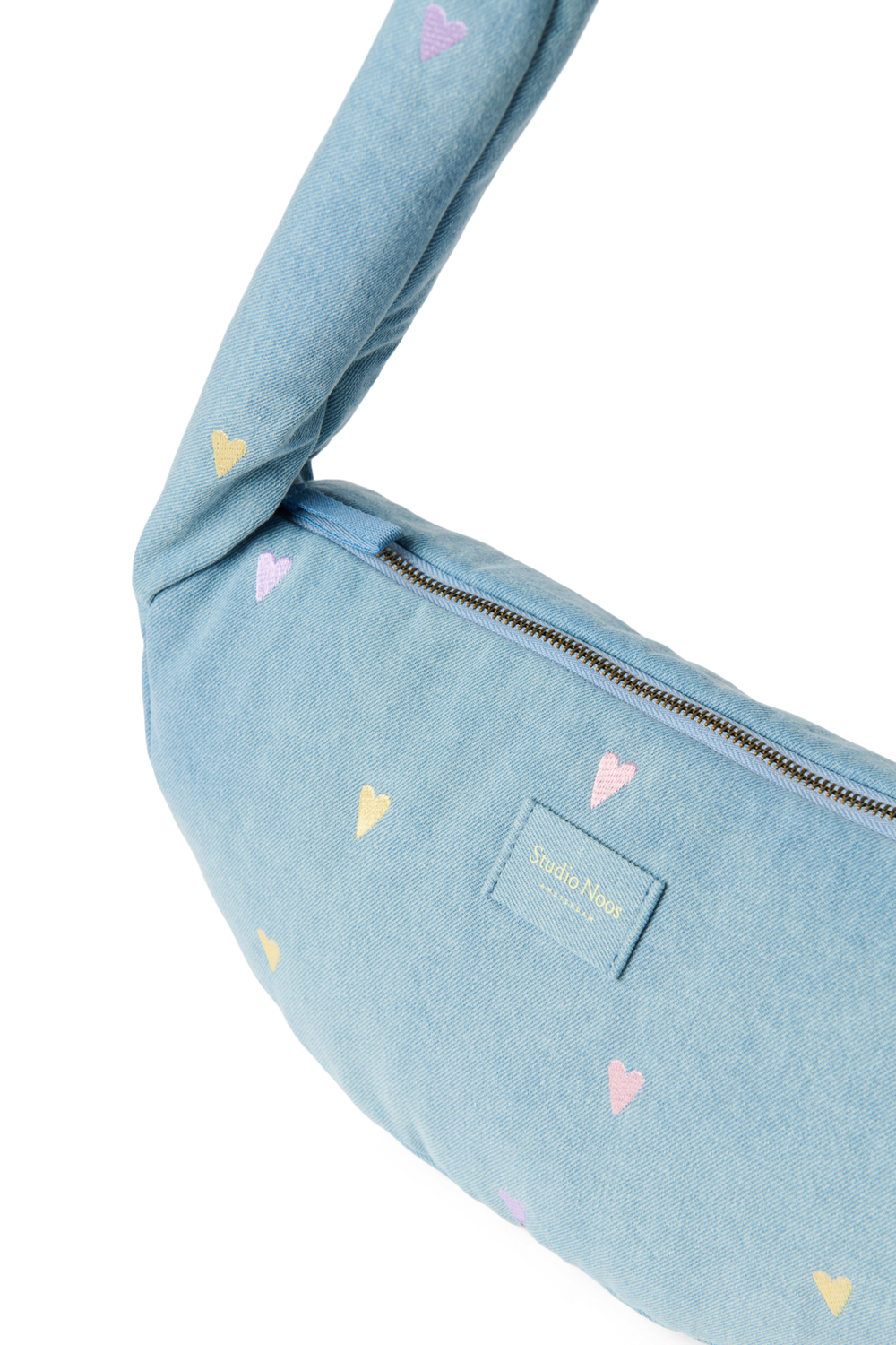Denim Mini Cross Body Bag | Light Blue Hearts