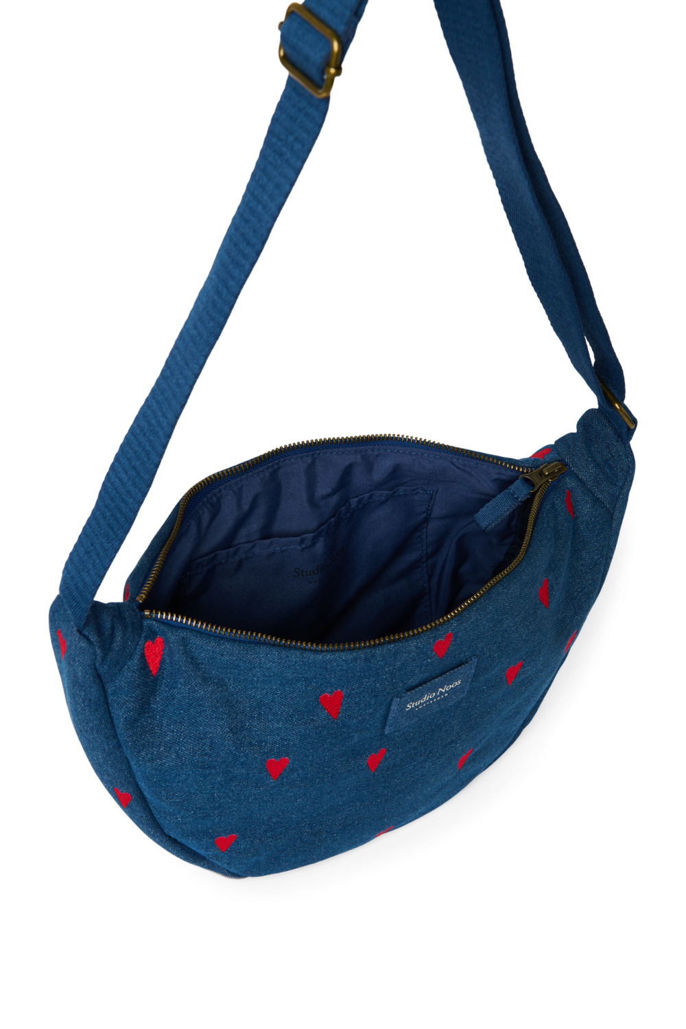Denim Fanny Pack | Donkerblauwe Rode Hartjes
