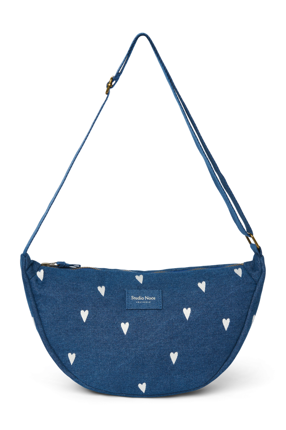 Denim Fanny Pack | Donkerblauwe Witte Hearts