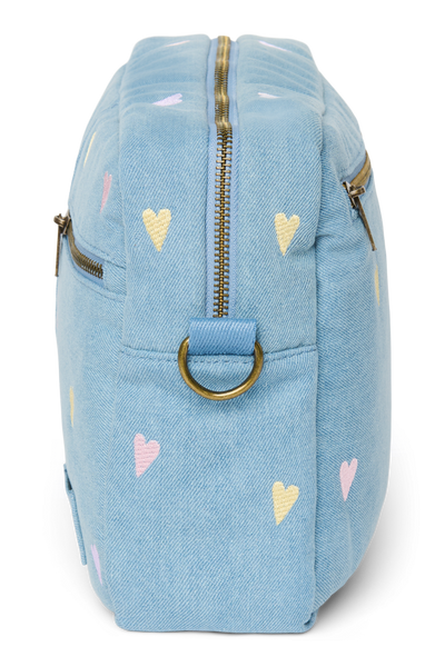 Denim Stroller Organizer | Light Blue Hearts