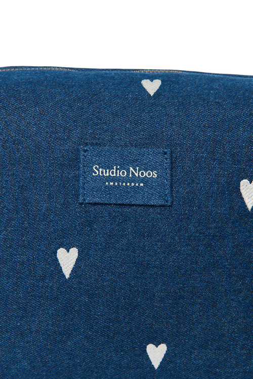 Denim Toilettas | Donkerblauwe Witte Hartjes