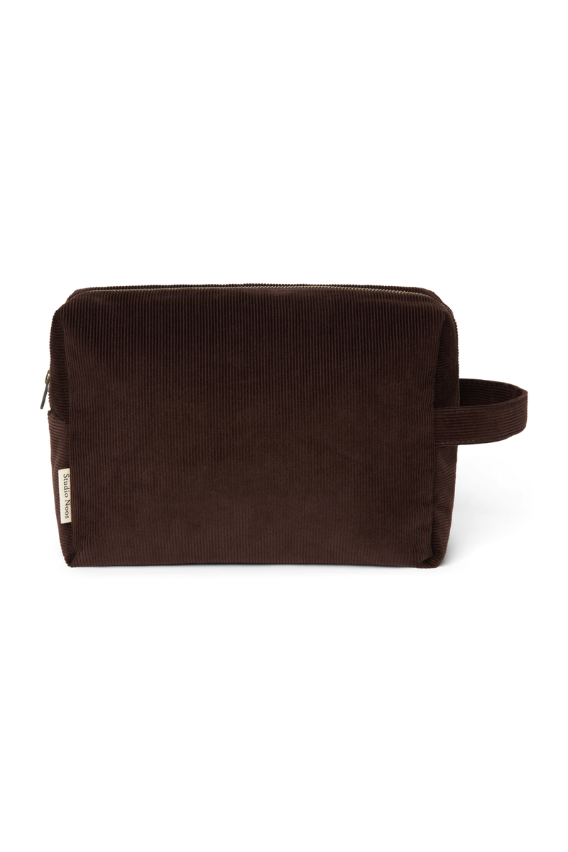 Rib Puffy Toiletry Bag, Dark Brown