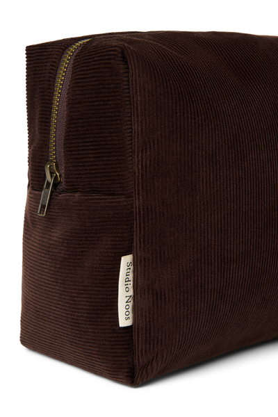 Rib Puffy Toiletry Bag | Dark Brown