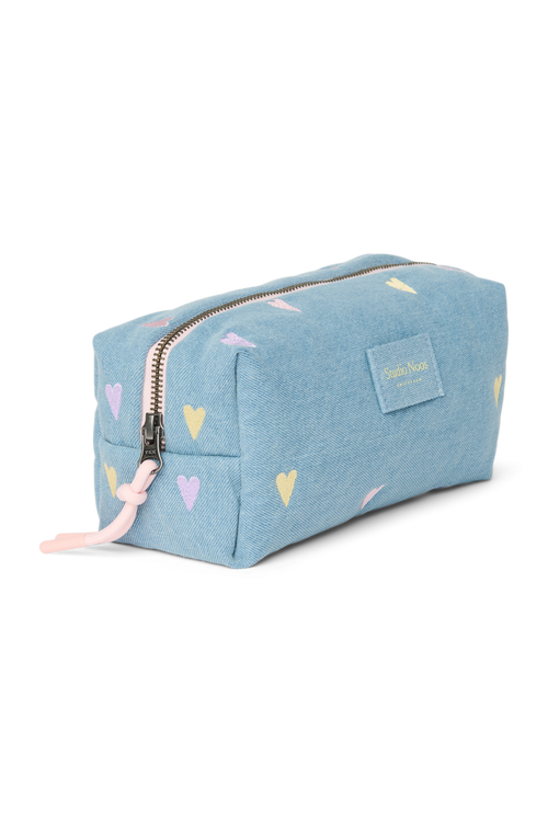 Denim Pouch | Light Blue Hearts