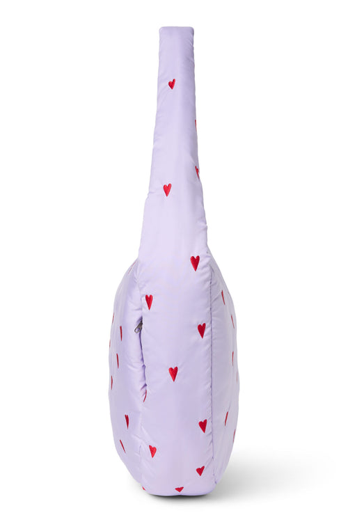 Paarse Hearts Puffy Crossbody Tas