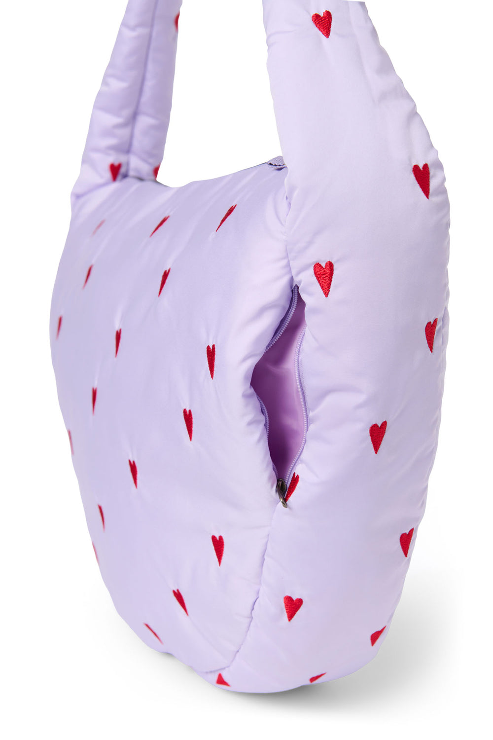 Puffy Cross Body Bag | Purple Hearts