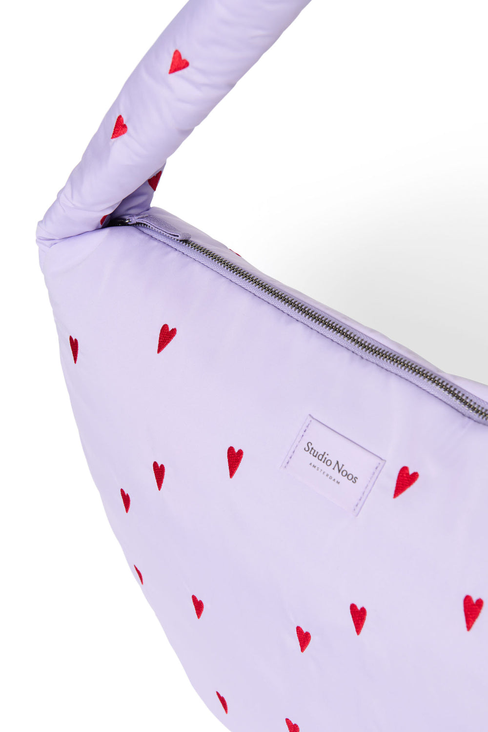 Puffy Cross Body Bag | Purple Hearts