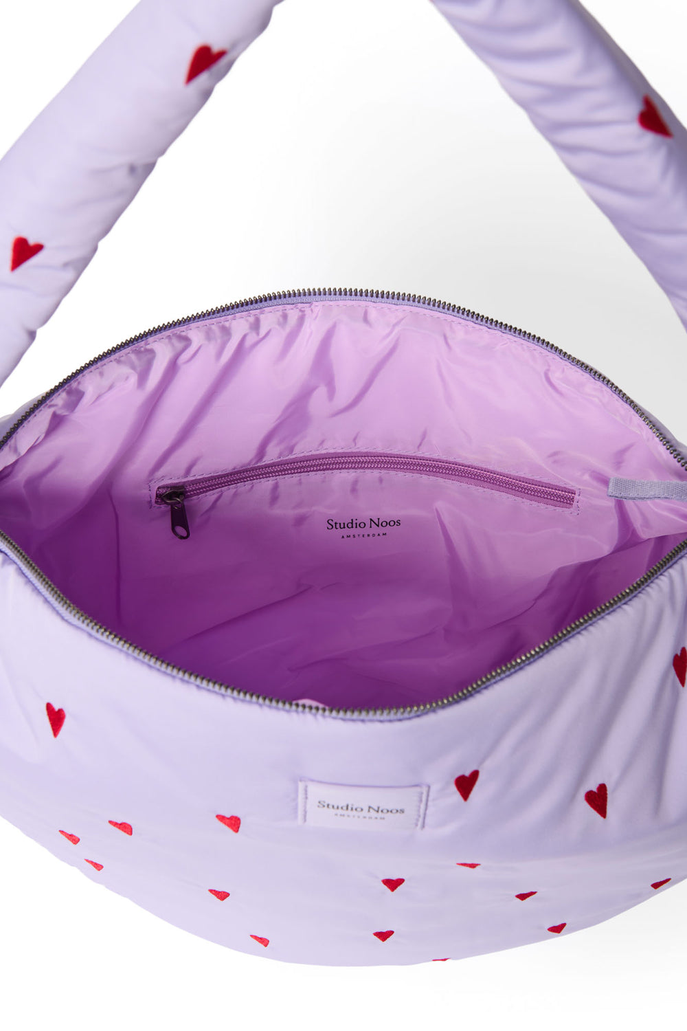 Puffy Cross Body Bag | Purple Hearts