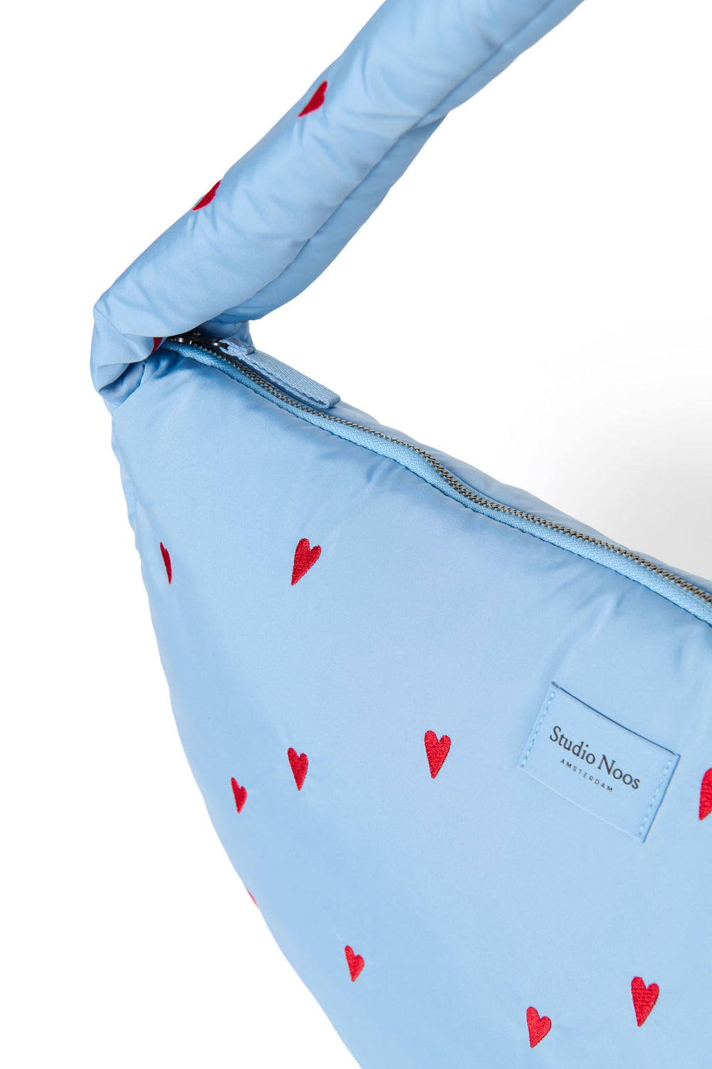 Puffy Cross Body Bag | Light Blue Hearts