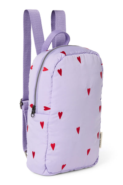 Puffy Mini Backpack | Purple Hearts