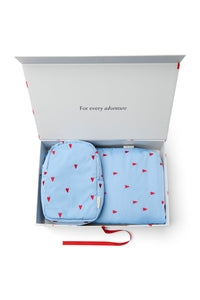Hellblaue Herzen Passendes Puffy-Geschenkset