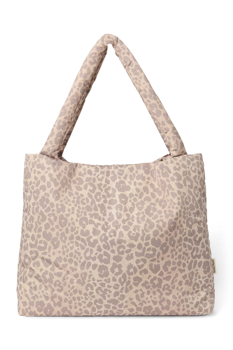 Puffy Mum Bag, Beige Leopard